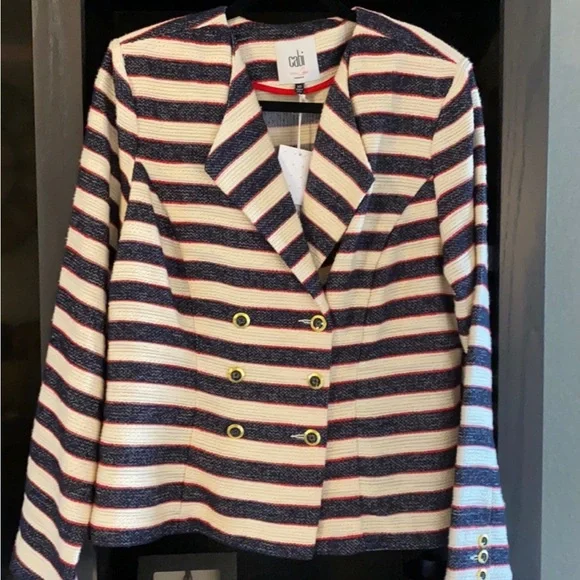 CAbi Navy and White Striped Blazer NWT - Picture 5 of 11
